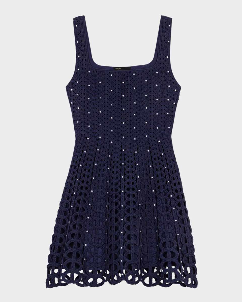 Russelqueen Embellished Knit Mini Dress